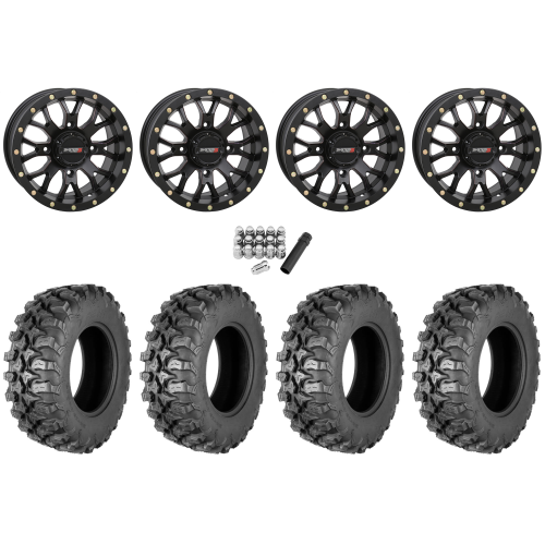 Quadboss QBT889 30x10-14 (8ply) Radial Tires on System 3 Offroad ST-3 Matte Black Wheels