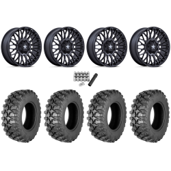 Quadboss QBT889 30x10-15 (8ply) Radial Tires on MSA M50 Clubber Matte Black DDT Wheels