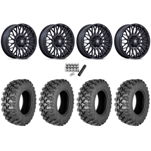 Quadboss QBT889 30x10-15 (8ply) Radial Tires on MSA M50 Clubber Matte Black DDT Wheels