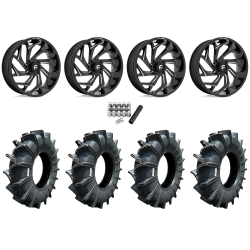 Assassinator Mud Tires 50x12-24 on Fuel Reaction Gloss Black Milled Wheels