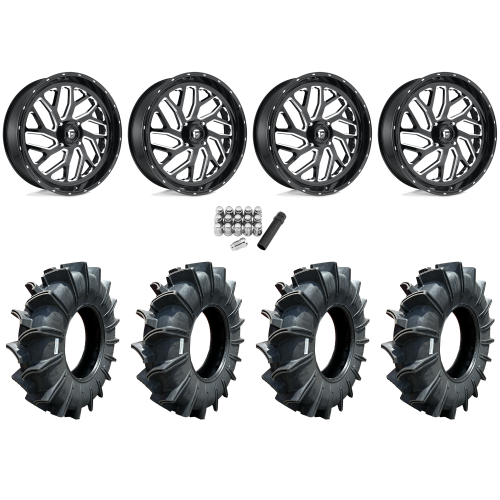 Assassinator Mud Tires 50x12-24 on Fuel Triton Gloss Black Milled Wheels