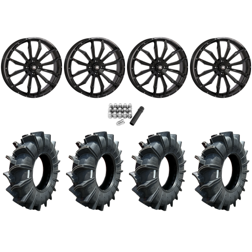 Assassinator Mud Tires 50x12-24 on High Lifter HL21 Gloss Black Wheels