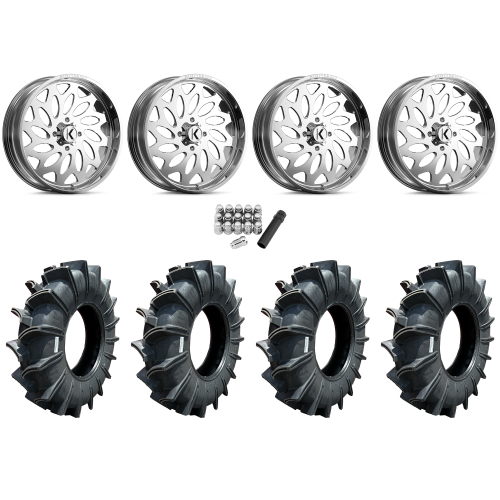 Assassinator Mud Tires 50x12-24 on KG1 Forged KU007 Lotus Polished Wheels