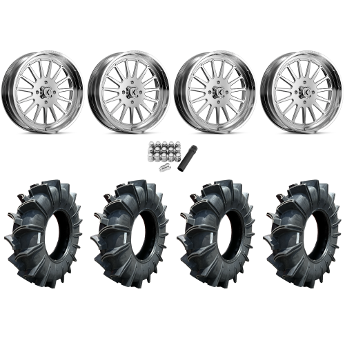 Assassinator Mud Tires 50x12-24 on KG1 Forged KU016 Rays Polished Wheels