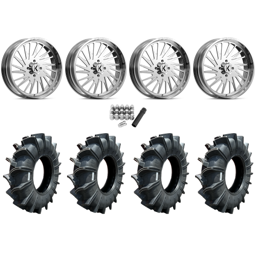 Assassinator Mud Tires 40x10-24 on KG1 Forged KU038 Javelin Polished Wheels