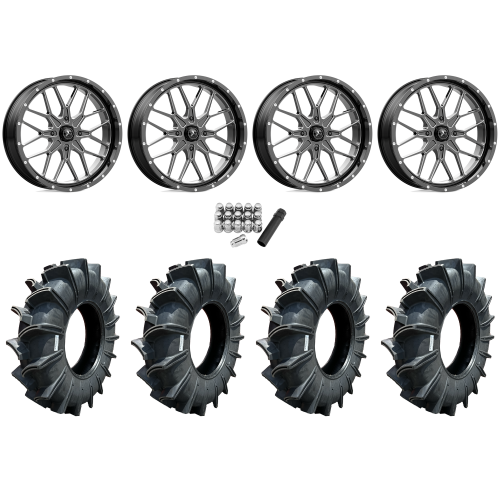 Assassinator Mud Tires 50x12-24 on MSA M46 Blade Gloss Black Milled Wheels