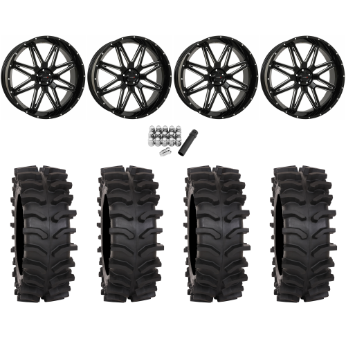 System 3 XT400W 35x12-24 Tires on ST-7 Gloss Black Milled (24x9) Wheels