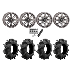 Assassinator Mud Tires 29.5x8-14 on HL22 Gunmetal Grey Wheels