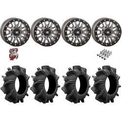 Assassinator Mud Tires 32-8-14 on HL23 Gunmetal Grey Beadlock Wheels