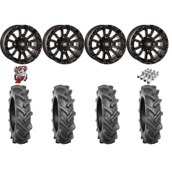 BKT AT 171 28-9-14 Tires on HL21 Gloss Black Wheels