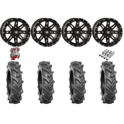 BKT AT 171 28-9-14 Tires on HL22 Gloss Black Wheels