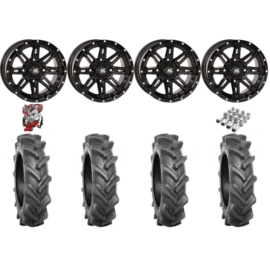 BKT AT 171 30-9-14 Tires on HL22 Gloss Black Wheels