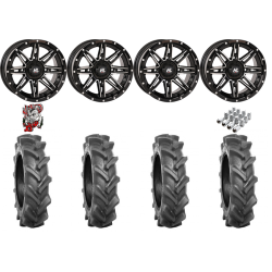 BKT AT 171 28-9-14 Tires on HL22 Gloss Black and Machined Wheels