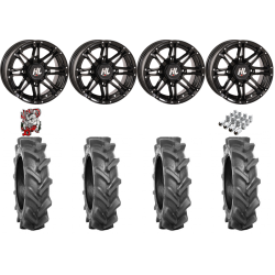 BKT AT 171 28-9-14 Tires on HL3 Gloss Black Wheels