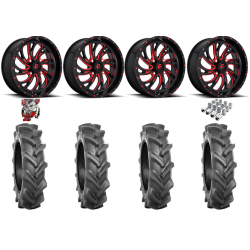 BKT AT 171 35-9-20 Tires on Fuel Kompressor Gloss Black with Red Tint Wheels