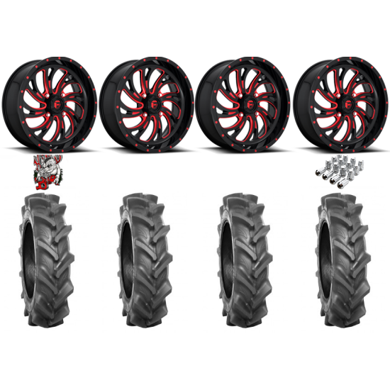 BKT AT 171 35-9-20 Tires on Fuel Kompressor Gloss Black with Red Tint Wheels