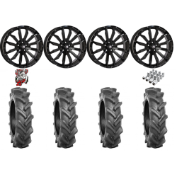 BKT AT 171 40-10-22 Tires on HL21 Gloss Black Wheels