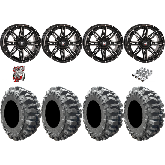Interco Bogger 31-9.5-14 Tires on HL22 Gloss Black and Machined Wheels