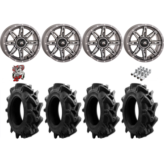 EFX Motohavok 28-8.5-14 Tires on HL22 Gunmetal Grey Wheels