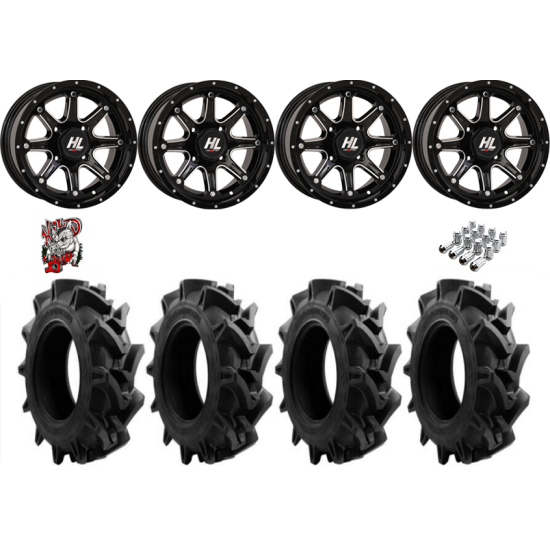 EFX Motohavok 28-8.5-14 Tires on HL4 Gloss Black Wheels
