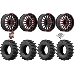 EFX MotoSlayer 32-9.5-18 Tires on Fuel Arc Gloss Black Milled Red Wheels