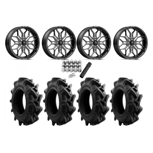 EFX Motohavok 37x8.5-24 Tires on MSA M47 Sniper Gloss Black Milled Wheels