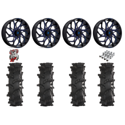 High Lifter Outlaw Max 44-10-24 Tires on Fuel Runner Candy Blue Wheels