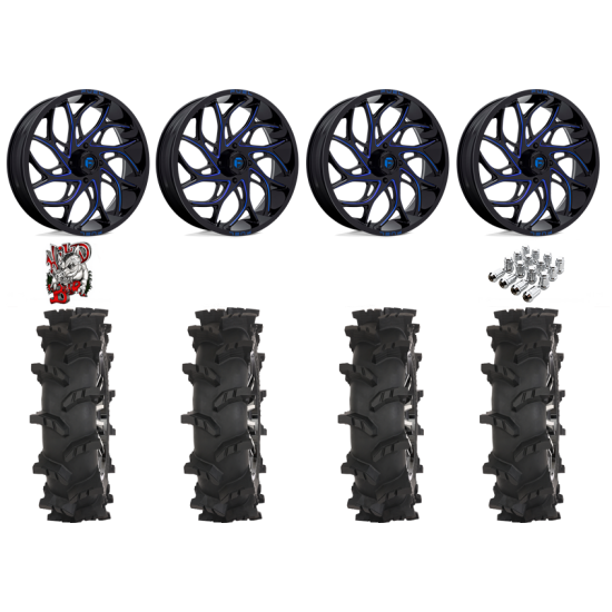 High Lifter Outlaw Max 37-10-24 Tires on Fuel Runner Candy Blue Wheels