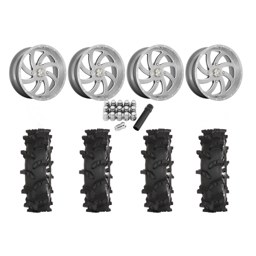 High Lifter Outlaw Max 35x10-20 Tires on MSA M36 Switch Brushed Titanium Wheels