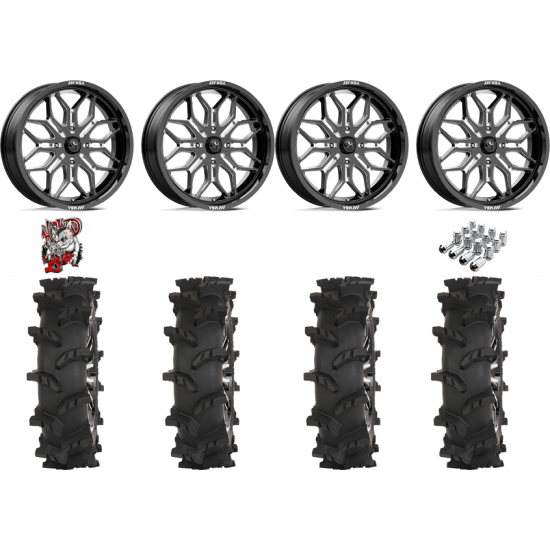 High Lifter Outlaw Max 37-10-24 Tires on MSA M47 Sniper Gloss Black Milled Wheels