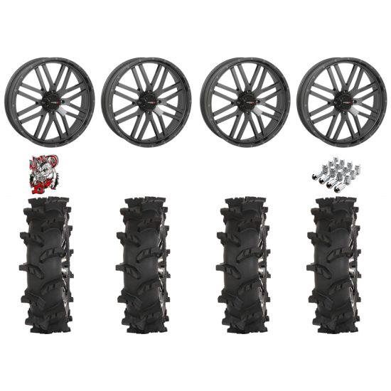 High Lifter Outlaw Max 44-10-24 Tires on ST-3 Gunmetal Grey Wheels