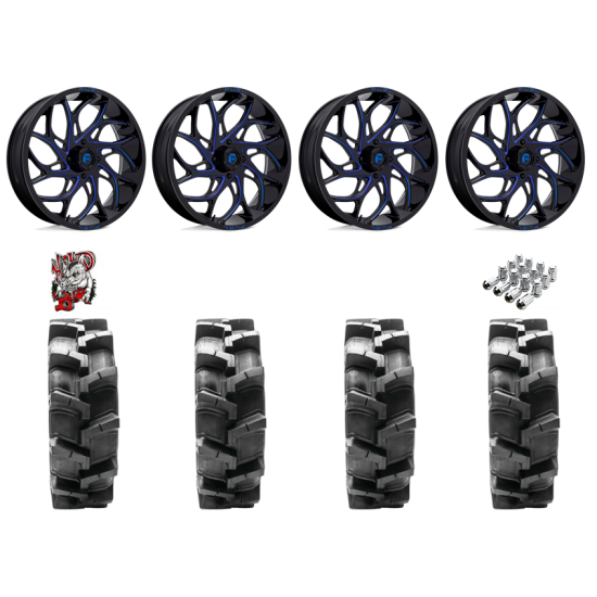 Quadboss QBT680 38-9.5-20 Tires on Fuel Runner Candy Blue Wheels