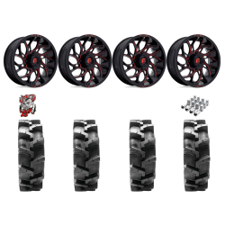 Quadboss QBT680 36-9.5-20 Tires on Fuel Runner Candy Red Wheels