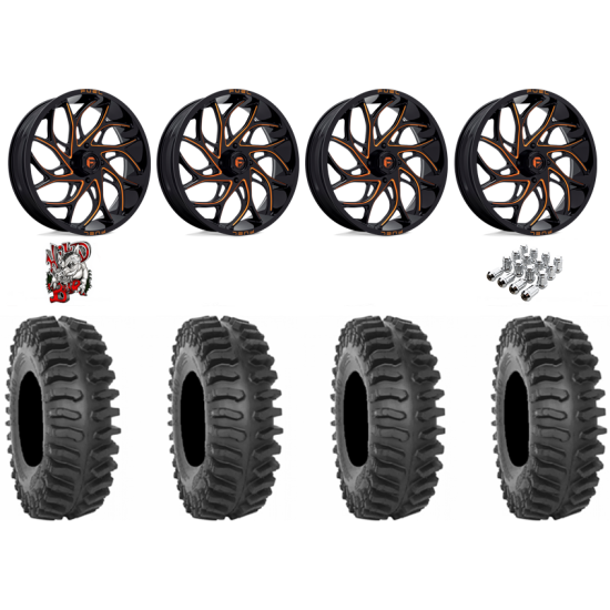 System 3 XT400 35-9.5-20 Tires on Fuel Runner Candy Orange Wheels