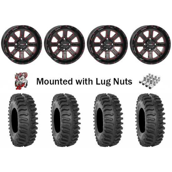 System 3 XT400 35-9.5-20 Tires on ST-4 Gloss Black with Red Tint Wheels