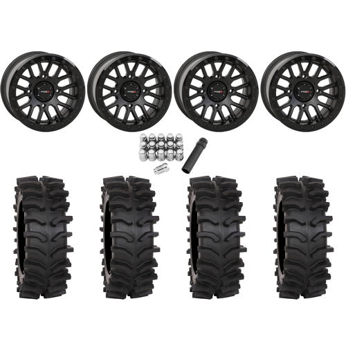 System 3 XT400W 33x12-15 Tires on SB-9 Matte Black (15x9) Beadlock Wheels