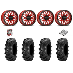 ITP Cryptid 28-10-14 Tires on Raceline Krank Red Wheels