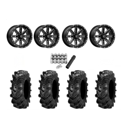 ITP Cryptid 27x10-14 Tires on MSA M41 Boxer Gloss Black Milled Wheels
