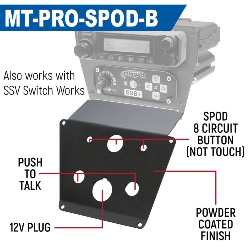 Rugged Radios Lower Accessory Panel for Polaris RZR PRO XP, RZR Turbo R, and RZR PRO R Dash Mount Radio and Intercom