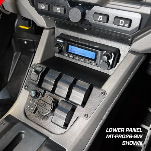 Rugged Radios Lower Accessory Panel for 2026 Polaris RZR Pro R Ultimate with 10.4 Inch Touchscreen Rugged Radios Lower Accessory Panel for 2026 Polaris RZR Pro R Ultimate with 10.4 Inch Touchscreen
