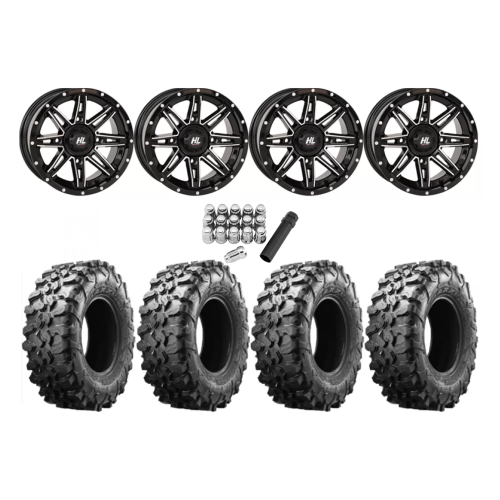 Maxxis Carnivore 28x10-14 Tires on HL22 Gloss Black & Machined Wheels