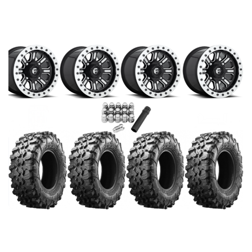 Maxxis Carnivore 33x10-15 Tires on Fuel Hardline Gloss Black Milled Beadlock Wheels