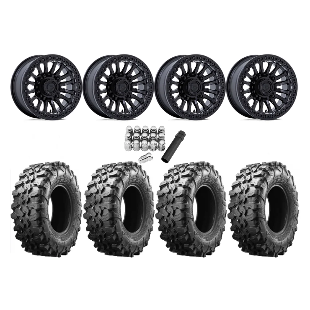 Maxxis Carnivore 35x10-15 Tires on Fuel Rincon Blackout Beadlock Wheels, complete kit
