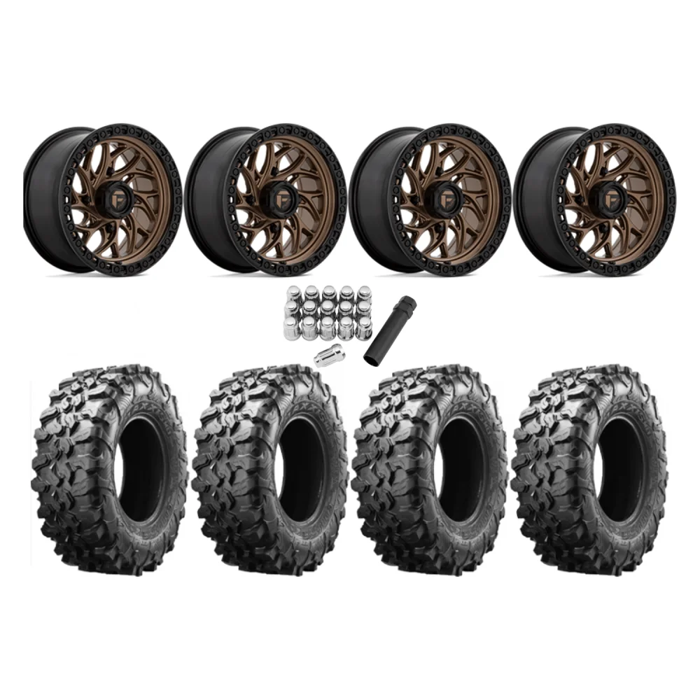 Maxxis Carnivore 35x10-15 Tires on Fuel Runner Matte Bronze Wheels, complete kit