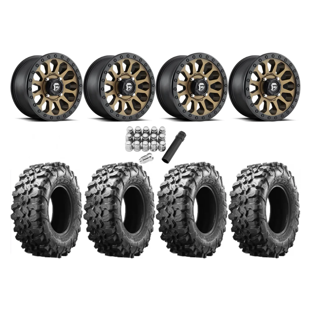 Maxxis Carnivore 33x10-15 Tires on Fuel Vector Matte Bronze Wheels, complete kit
