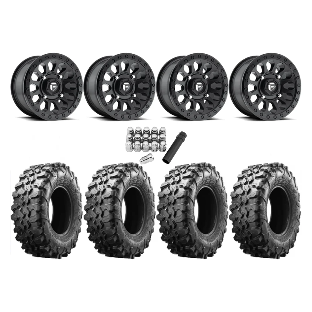 Maxxis Carnivore 32x10-15 Tires on Fuel Vector Matte Black Wheels, complete kit