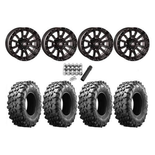 Maxxis Carnivore 28x10-14 Tires on HL21 Gloss Black Wheels