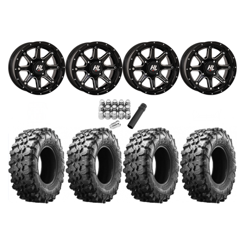 Maxxis Carnivore 30x10-14 Tires on HL4 Gloss Black Wheels