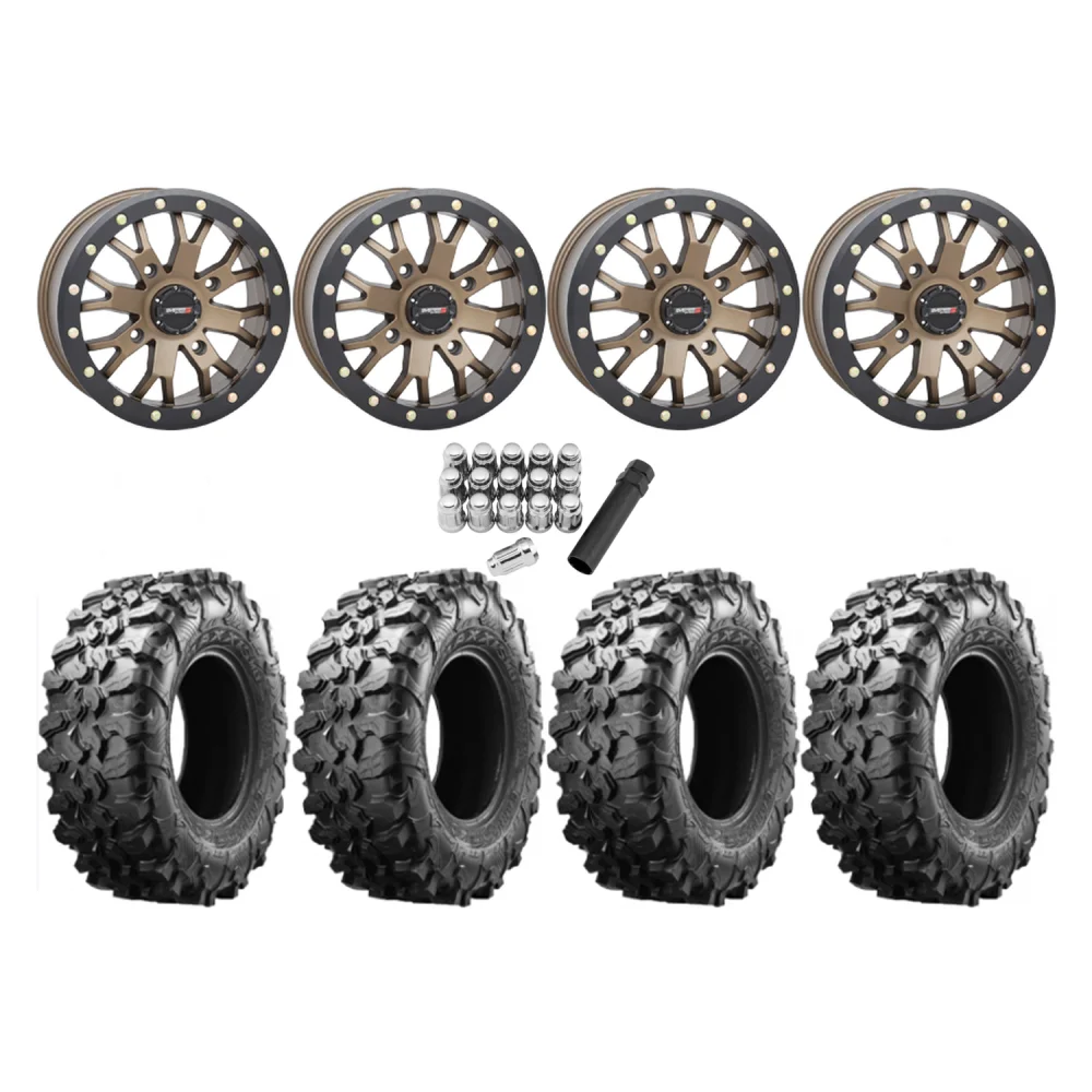 Maxxis Carnivore 35x10-15 Tires on SB-4 Bronze Beadlock Wheels, complete kit