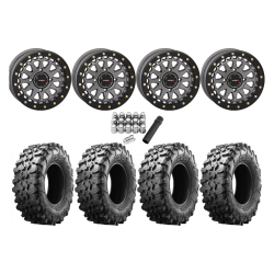 Maxxis Carnivore 32x10-15 Tires on SB-6 Gunmetal Grey Beadlock Wheels